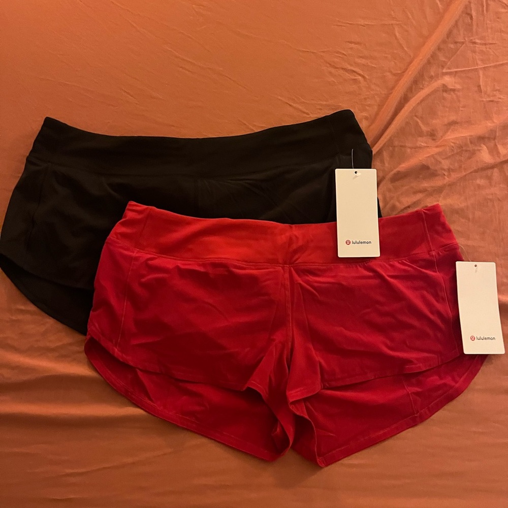 Lululemon Red and Black Athletic Shorts